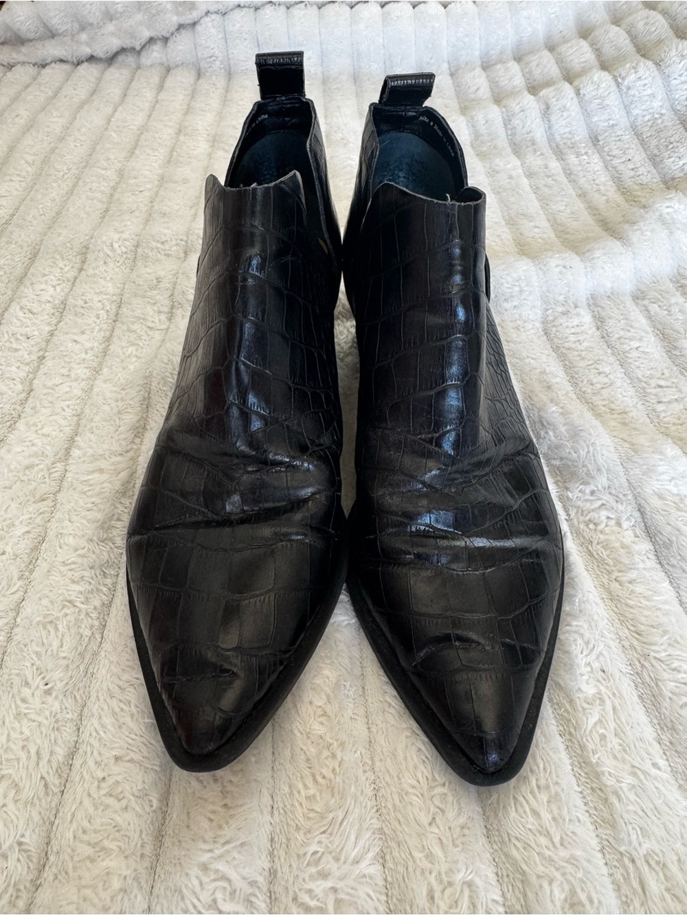 Dolce Vita Black Croc-Embossed Ankle Boots - Picture 3 of 6
